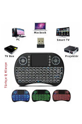 Türkçe Kablosuz Işıklı Mini Klavye Mouse Telefon Tablet PC Tv Box